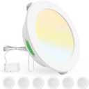 Bojim 6 Pack 12v Recessed Led Lights Low Voltage RV Puck Light Interior with Hub and 59in Cords, 3CCT Super Bright Easy to Install Flush Mount Ceiling Lighting IP44 Waterproof for Van Trailer Boat