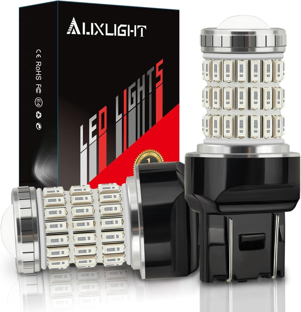 AUXLIGHT 7440 7441 7443 7444 T20 992 W21W LED Bulbs Brilliant Red, Ultra Bright 60-SMD LED Replacement for Brake/Tail Lights, Blinker Lights, Turn Signal/Parking or Running Lights (Pack of 2)