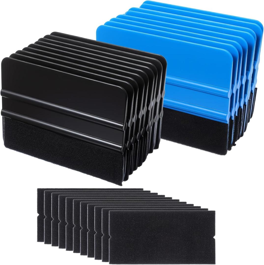 20 Pack Vinyl Squeegee with Felt Edge, 4 Inch Car Vinyl Scraper Decal Applicator Window Tint Wallpaper Smoothing Tool for Car Wrap Window Tint Wallpaper Professional Scratch Free Squeegee