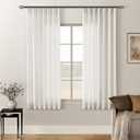 Natural Pinch Pleated Linen Curtains 2 Panels 63 Inch Length for Dining Living Room Memory Training Shaped Cream Birch Semi Sheer Short Pleat Drapes with Hooks Rings Bedroom Window Curtain 40x63
