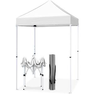 EAGLE PEAK 5x5 Pop Up Canopy Tent Instant Outdoor Canopy Easy Set-up Straight Leg Folding Shelter, White