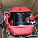 Lonsge Portable Drill Winch of 1500 Lbs, Red Handheld Drill Winch with 40 Foot Synthetic Rope, Rotate The Hook 360 Degrees, for Lifting & Dragging(Red)