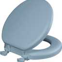 Mayfair Padded Toilet Seat, Cushioned Soft Vinyl over Wood Core Seat, Secure Hinges, Easy Clean, Made in USA, Round, Sky Blue