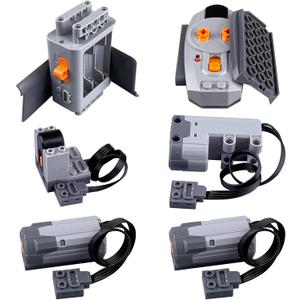 6-in-1 Power Functions Motors Kit, Compatible with Well-Known Brand Technology Parts, Contains 2*M/servo Motor AA Battery Box 2.4G Remote Control Receiver, Perfect Christmas & Birthday Gifts for boy