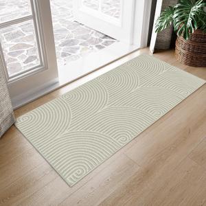Tiffasea Washable Kitchen Rugs 2'x4.3', Farmhouse Runner Rug Reversible Beige Entryway Rug Cotton Hand-Woven Modern Area Rug Small Bathroom Rug Front Door Rugs for Bedroom Porch Foyer