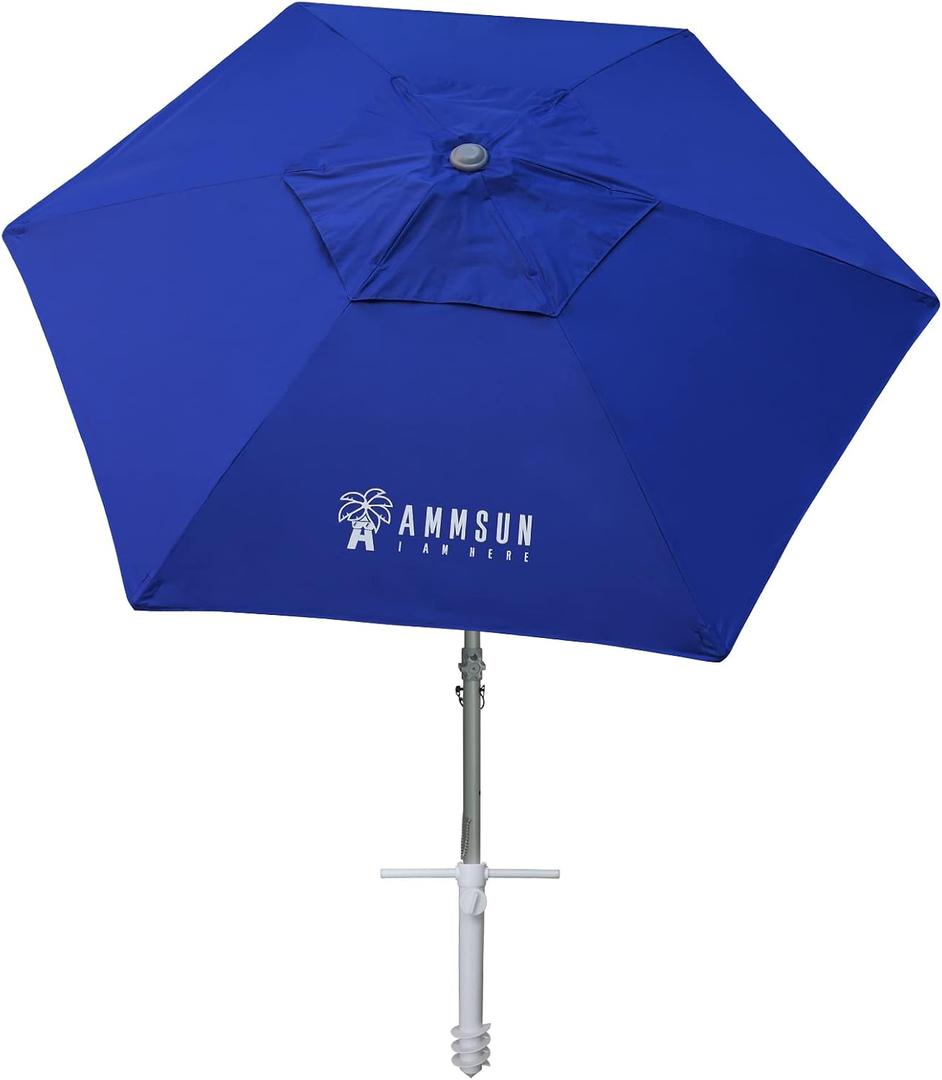 AMMSUN 8ft Large Beach Umbrellas for Sand with Sand Anchor, Air Vent