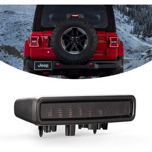 Kiwi Master LED 3rd Brake Light for 2018-2026 Jeep Wrangler JL/ 4xe Accessories Third Brake Light High Mount Stop Light (Black Housing Smoke Lens)