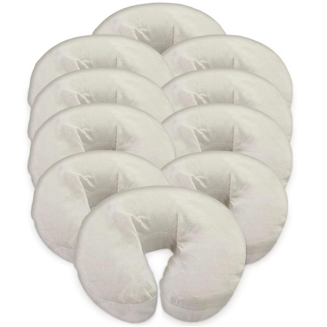 London Linens Pack of 10, Premium Extra Thick 100% Cotton Flannel Massage Tables Face Cradle Covers Cozies Fitted - Includes 10 pcs (Natural)
