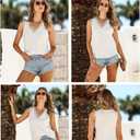 BLENCOT Women Tank Tops V Neck Sleeveless Lace Blouse Casual Vest Summer Camisole Shirts (White, L)