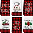 Christmas Kitchen Towels Dish Towels 18 x 27 Inch Buffalo Plaid Kitchen Decor Winter Holiday Tea Towels Hand Towels Christmas Absorbent Drying Cloth for Cooking Set of 6