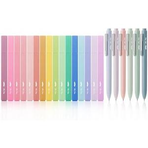 Mr. Pen- Aesthetic Highlighters and Gel Pens, 22 Pack, Assorted Colors Bible Highlighters No Bleed, Black Ink Gel Pens, Cute Highlighter Pens, No Bleed Highlighters for Bibles, Aesthetic Gel Pens (3 pens missing)