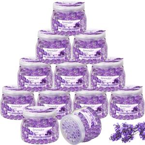 12 Pcs Odor Eliminator Beads 10 Ounces Air Freshener Gel Bulk Long Lasting Air Freshener Scent Beads for Home, Office, Bathrooms, Cars, Boats, Rvs and Pet Areas(Lavender Scent)