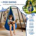 Swing Stand Frame with Sensory Pod Swings,Hammock Chair Swing for Kids,Heavy Duty Metal Swings Frame,Cotton Sensory Swing Chair for Kids Indoor and Outdoor 330LBS Blue