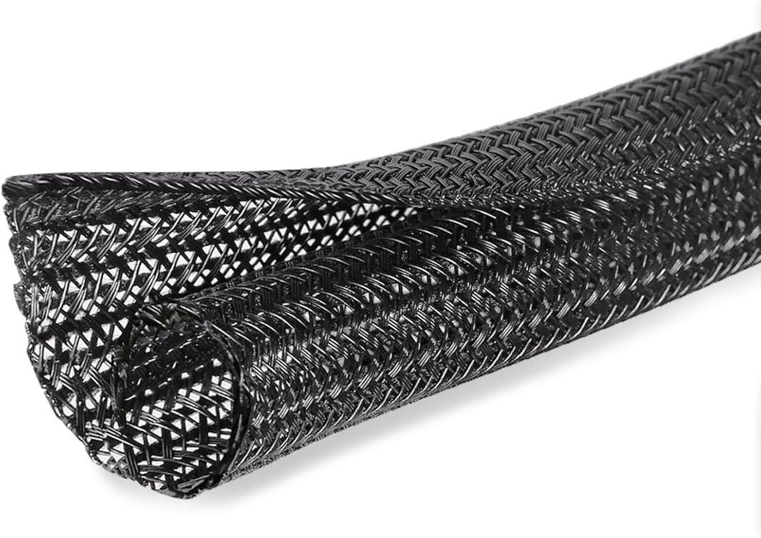 25ft - 1/2 inch Cord Protector Cable Sleeve Split Wire Loom Tubing for Power Cord Audio USB Cable, Cord Sleeve Cable Management for TV Computer, Cord Protectors from Pets Chewing, Black