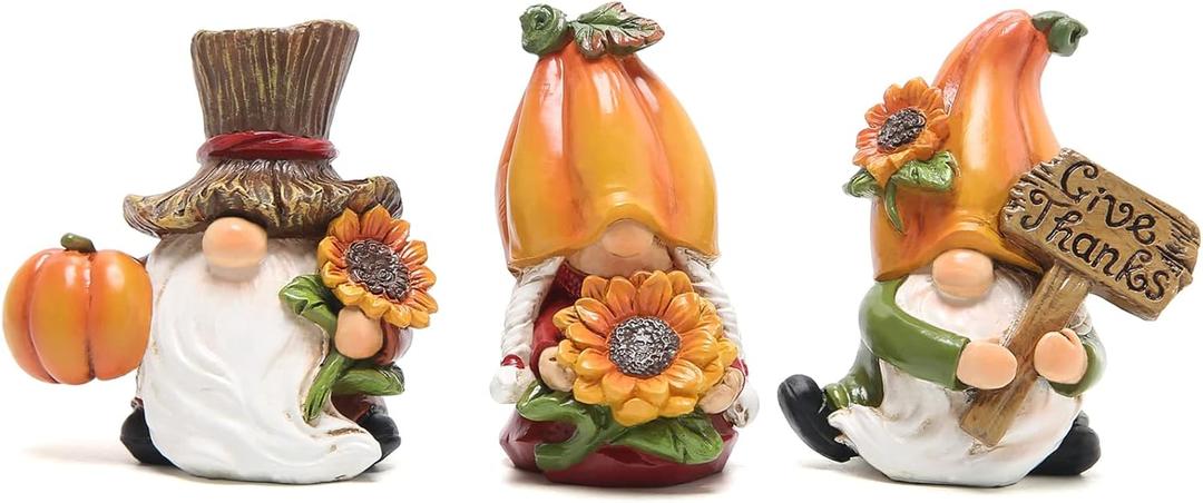 Hodao 3pcs Fall Thanksgiving Pumpkin Gnomes Decorations Handmade Swedish Tomte Elf for Fall Decor Gift - Thanksgiving Party Home Gnomes Decor - Autumn Gifts