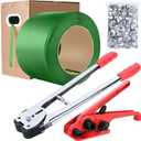 MYFAMIREA Heavy Duty Banding Strapping Kit with Tensioner Tool, 1/2"x 3500FT Green Polypropylene Plastic Packaging Strapping, 300 Metal Seals, Sealer Tool for Pallets, Logistics, Warehouse (Red)