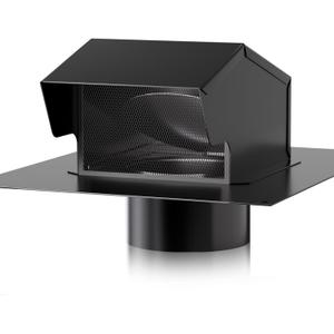 Roof Vent Cap - Hon&Guan 6 Inch Roof Vents for Houses Galvanized Steel 6'' Exhaust Vent Wall Vent with Damper for Ventilation System, Black