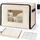 Folding Bread Proofing Box with 68-115 Temp Control, 2-48H Timer & 3-Sided Heating, Dough Proofing Box with Metal Rack for Sourdough Bread Baking Supplies, Pizza, Yogurt, Kombucha (Beige)