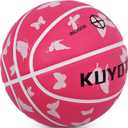 KUYOTQ Kids Youth Adult Size 3/4/5/6/7 (22/25.5/27.5/28.5/29.5") Basketball Premium Rubber or Faux Leather Basketball Indoor Outdoor Basketball for Boys Girls Womens Mens Basketball Gifts (Deflated) (Pink Butterfly)