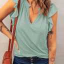 Dokotoo Women's Casual V Neck Ruffle Sleeve Summer Tank Tops Shirts