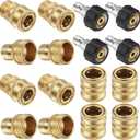 16 Packs Pressure Washer Adapter Set Connect Disconnect Kit Includes M22 Swivel to 1/2 Inch Connect 3/8 Inch to Quick Release 3/8 Inch Plug 1/2 Inch Plug 3/4 Inch Swivel Female Male for Garden Hoses