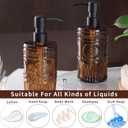 17 OZ Sunflower Embossed Glass Soap Dispenser - 2 Pack, with 304 Rust Proof Stainless Steel Pump, Glass Soap and Lotion Dispenser Set, Liquid Hand Soap Dispenser for Home, Kitchen & Bathroom (Amber)