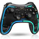 ELISWEEN Switch Controller for Nintendo Switch/Switch 2/OLED/Lite, Replacement for Nintendo Switch Pro Controller Support PC & Android/iOS with Cool Light, Wireless Switch Controller with Turbo,Vibration (Dark Brown Light)