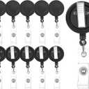 30 Pieces Retractable Badge Reels with Swivel Alligator Clip, Badge Reels Holder Badge Reel Clips for Nurse Teacher Office(Black)