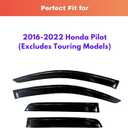 KPY Rain Guards Fit for 2016-2022 Honda Pilot, Out-Channel Window Visors Vent Wind Deflectors 4PC, Car Accessories for 16-22 Pilot (Excludes Touring Models)