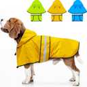 Dog Raincoat - Reflective Dog Rain Jacket with Hoodie Lightweight Waterproof Rain Coat for Small Medium Large Dogs (Medium, Yellow)
