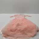 Flower Girls Long Floral Boho Lace Wedding Bridesmaid Dress 3/4 Sleeves Princess Puffy Maxi Tulle Pageant Formal Party Gowns (7-8 Years)