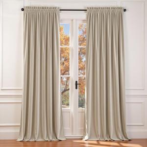 Lazzzy Beige Velvet Curtains 102 Inches Long Thermal Insulated Drapes for Living Room Bedroom Room Darkening Window Treatments Light Reducing Super Soft Luxury Rod Pocket 2 Panels Cream Beige