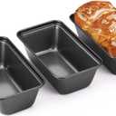 HONGBAKE Mini Loaf Pan for Baking Bread, 6 x 3.3 x 2 In Nonstick Small Banana Bread Tins Set of 3, Tiny Carbon Steel Meatloaf Pan - Dark Grey (Gray)