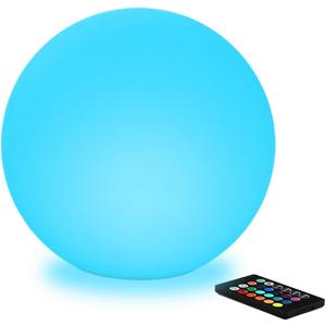 12-in LED Globe Orb Lamp, Dimmable RGB Color Changing Glowing Orb Lights Rechargeable Glowing LED Ball Light w/Remote, Waterproof Outdoor Globe Light Soothing Mood Lamp for Bedroom Garden Patio Decor