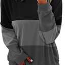 KISSMODA Women's Casual Long Sleeve Sweatshirt Color Block/Solid Crewneck Corduroy Pullover Cute Tops (E Black, Large)