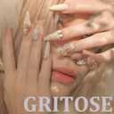 2 x 24pcs Flower Press on Nail Medium Length Square Fake Nails Full Cover French Tip with Stripe Leopard Print Polka Dot designs 3d Flower Stick on Nail Gold Glitter Glue on Nails for Women Art Manicure