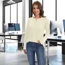 Women's Long Sleeve Tunic 2026 Blouses Knit Sweater Casual Basic Shirts Tee Shirts Tops (Pink, M)