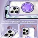 Magnetic Phone case Compatible with iPhone 16 Pro Max Case Four-Corner Shockproof with Magnetic-Ring Phone Stand Clear Purple Case