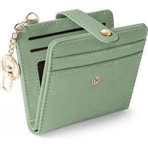 Jogjam Green Rfid Ladies Wallet, Small Slim Thin Compact Credit Card Women Wallet, PU Leather Bifold Cash Zipper Coin Pocket ID Window for Female