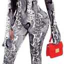 SxClub Clubwear Sexy Jumpsuit for Women Bodycon Long Sleeve See Through Long Skinny Pants for Evening Party Size L