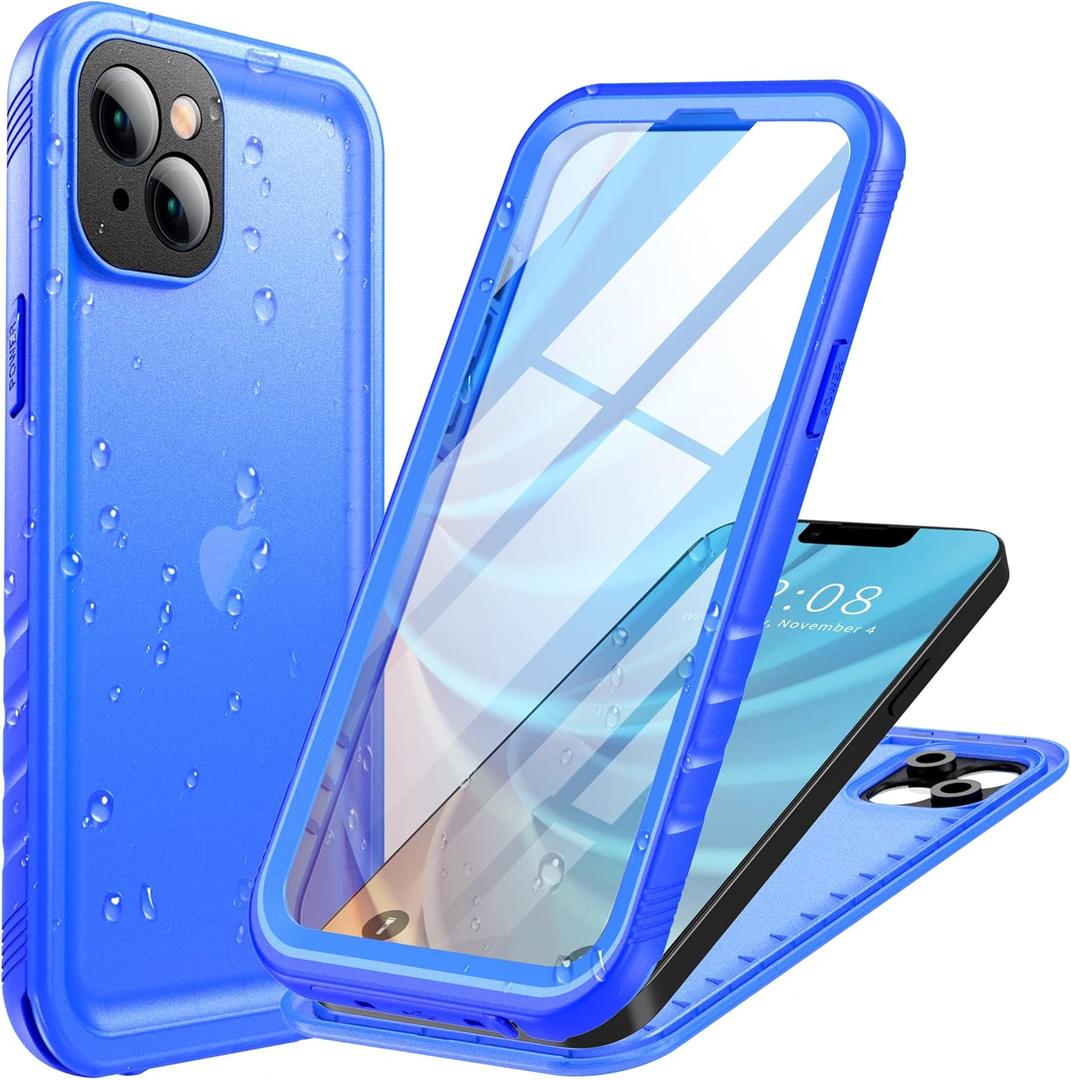 Cozycase Compatible with iPhone 14 Plus Waterproof Case - Full Body Shockproof Dustproof Drop proof Built in Screen Protector Rugged Waterproof Case for iPhone 14 Plus 6.7 Inches Blue