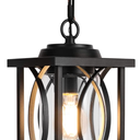 PARTPHONER Outdoor Pendant Light Fixture, Modern Black Exterior Hanging Lantern Anti-Rust Metal Hanging Lights with Clear Glass Shade and Adjustable Chain for Porch Foyer Doorway Front Door 1 Pack