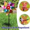 10 Pieces 21 Inches Rainbow Reflective Pinwheels with Stakes Windmill Wind Spinners Outdoor for Yard Garden Lawn Farm Decor Bird Repellent, Large Plastic Foil Pin Wheels for Birds Animal Deterrent