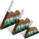 Maitys 3 Pcs 3 Size Mountain Shelf Decor Mountain Wooden Sign Farmhouse Wood Forest Sign Woodland Nursery Decor Travel Adventure Table Centerpiece for Home Farmhouse(Green)