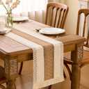 SITUMEIZI Brown Macrame Boho Table Runner with Tassels Woven Rustic Farmhouse Table Runner for Kitchen Dining 48 Inches