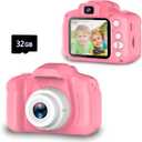 Seckton Upgrade Kids Selfie Camera, Christmas Birthday Gifts for Girls Age 3-9, HD Digital Video Cameras for Toddler, Portable Toy for 3 4 5 6 7 8 Year Old Girl with 32GB SD Card-Pink