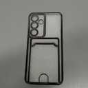 Neivi for Samsung Galaxy S25 Case with Card Holder, Electroplated Flash Bumper Clear Slim Case for Samsung S25 Shockproof Transparent Silicone Cover Galaxy S25 5G Phone Case (Black)