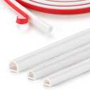 Silicone D-Shaped Weather Stripping Door Seal, 23FT Self Adhesive Door Insulation Strip, Fits Gaps up 1/8" to 1/4", for Door Frame & Window Seal (White, 3/8" W  1/4" T)