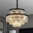 21.6" 14-Light Modern Crystal Chandelier Light Fixtures 4-Tier Black Luxury Chandeliers for Dining Room Round Hanging Pendant Lighting for Living Room Kitchen Entryway Bedroom Foyer Hallway, Diameter 21.6"