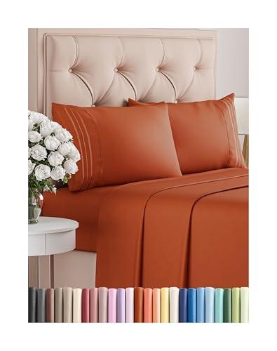 Queen Size 4 Piece Sheet Set - Comfy Breathable & Cooling Bed Sheets Set - Hotel Luxury Bedding for Women, Men, Kids, Teens, Boys & Girls - Deep Pockets, Soft and Wrinkle Free - Oeko-Tex - Terracotta : Home & Kitchen